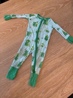 Little Sleepies Frog & Lily Pad Zippy | Blue & Green | 3-6 Months